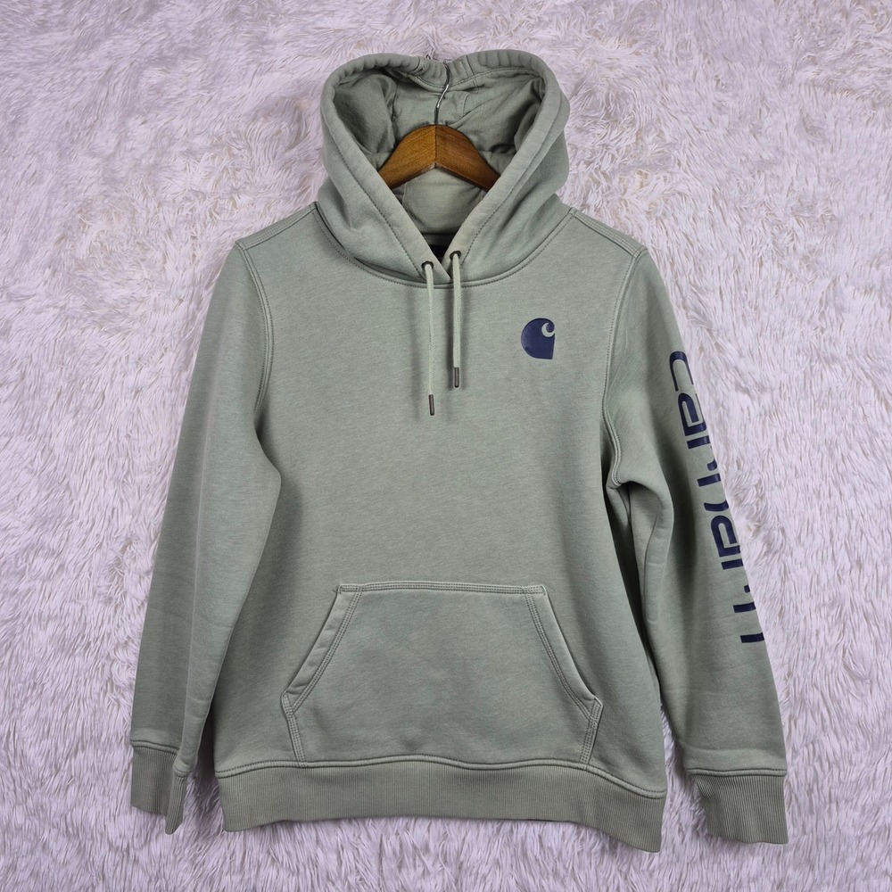 Carhartt Relaxed Fit Sage Green Graphic Sleeve Clarksburg Hoodie Girls L 12-14